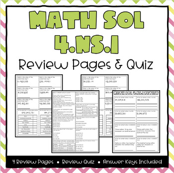 Preview of Math SOL 4.1 Review Pages (Place Value)