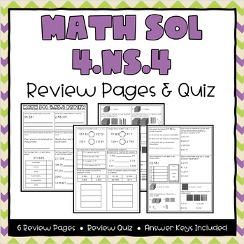 Preview of Math SOL 4.3 Review Pages (Decimals)