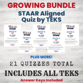 Math STAAR 8 Quizzes for All TEKS - GROWING BUNDLE