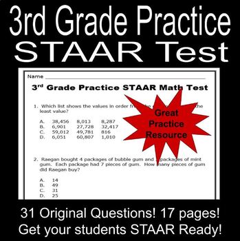 Preview of Math STAAR Practice Test 3rd Grade