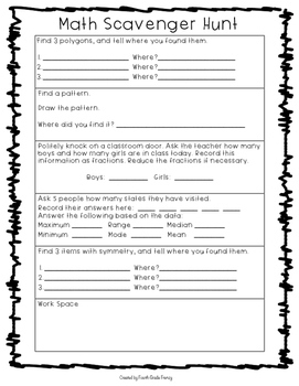 Math Scavenger Hunt by Fourth Grade Frenzy | Teachers Pay Teachers