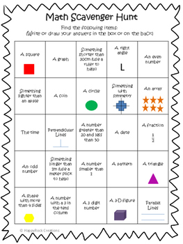 Math Scavenger Hunt by HappyRock Creations | Teachers Pay Teachers