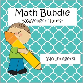 Preview of Math Scavenger Hunts Bundle - Algebra, Fractions, Decimals, Equations