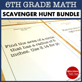 Preview of 6th Grade Math Scavenger Hunt Activity Bundle | Math Review Activities