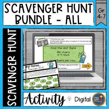 Preview of Math Scavenger Hunt Bundle All - Middle School - Math Activities - Digital