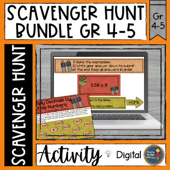 Preview of Math Scavenger Hunt Bundle Grades 4-5 - Math Activities