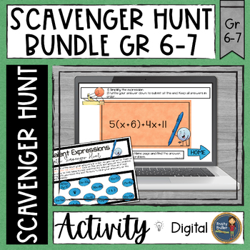 Preview of Math Scavenger Hunt Bundle 6th & 7th Grades - Math Activities