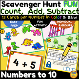 Math Scavenger Hunt - Count, Subitize, Subtract, Add Numbe