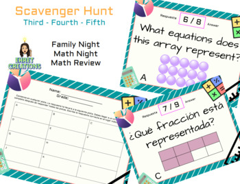 Preview of Math Scavenger Hunt - Elementary - Family / Math Night (Bilingual)