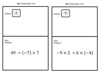 Preview of Math Scavenger Hunt: Integer Order of Operations (Pre-Algebra)