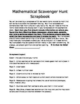 Math Scavenger Hunt Worksheet - Worksheet List