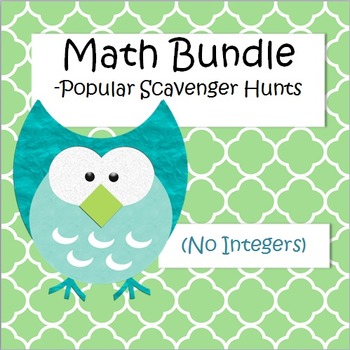 Preview of Math Scavenger Hunts Bundle - Algebra, Fractions, Decimals
