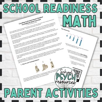 Preview of Math School Readiness Kindergarten Pre K Prep Parent Activities Lessons Handout