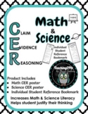 Math & Science CER Posters and Sentence Stem Bookmarks 