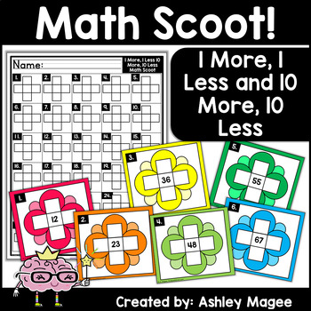 Preview of Math Scoot! 1 More, 1 Less and 10 More, 10 Less Activity Game Task Card Center