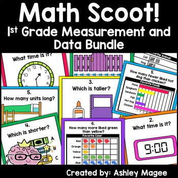 Preview of Math Scoot 1st Grade Measurement and Data Bundle Activity Center Game