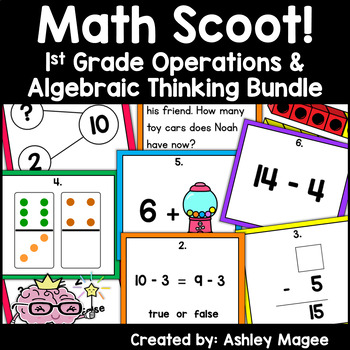 Preview of Math Scoot 1st Grade Operations & Algebraic Thinking Bundle Activity Center Game