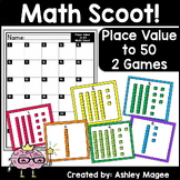Math Scoot! Place Value to 50 Activity Game Center Task Ca