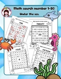 Math Search Number 1-20 - Under the Sea Ocean Theme.