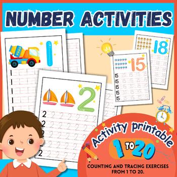 Math Sense Writing Numbers 1-20 and Tracing Numbers (Practice Colored ...
