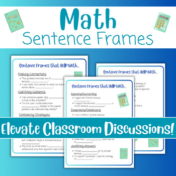 Preview of Math Sentence Frames - Math Talk