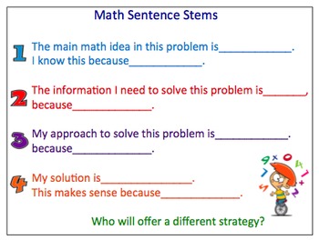 maths problem solving sentence stems
