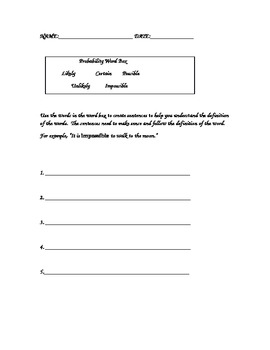 Preview of Math Sentences using Probability Terms