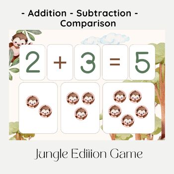 Preview of Math Set for Addition, Subtraction and Comparison Math - Jungle Edition Game