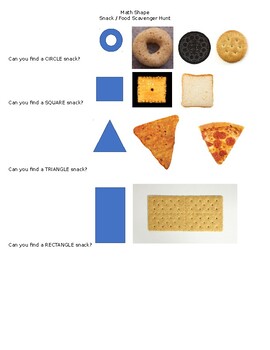 Preview of Math Shape Snack/Food Scavenger Hunt
