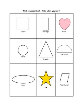 Preview of Math - Shapes Scavenger Hunt