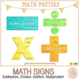 Math Signs, Math symbols Poster-Add, Subtract, Divide, Mulitply