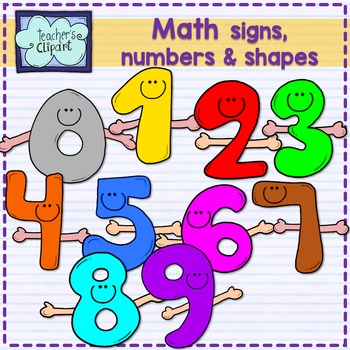 Math Signs, numbers and shapes characters clipart by Teacher's Clipart