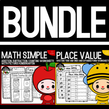 Preview of Math Simple Worksheets, kindergarten - 1st grade BUNDLE