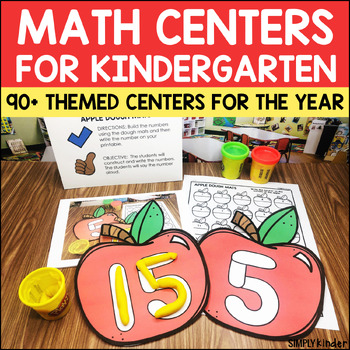 Preview of Math Centers Kindergarten Fall, Winter, Spring, Summer Math Activities Yearlong