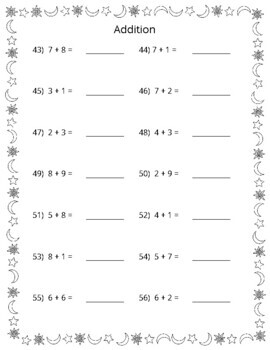 Math Single Digit Addition Practice, Horizontal, SB003 by Strong Beginnings