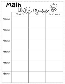 Preview of Math Skill Group Organizer