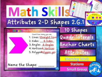 Preview of Math Skills - Attributes of 2-D Shapes, G1
