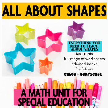 Preview of Special Education Math Skills 2D Shapes Worksheets 3d shapes Math Unit Preschool