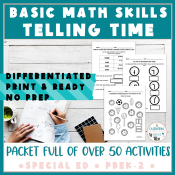 Preview of Math Skills | Home Learning Packet | Math | Telling Time | ESY | End of Year