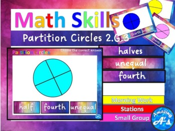 Preview of Math Skills - Partitioning Circles into 1/2, 1/4, and Unequal Parts - G3