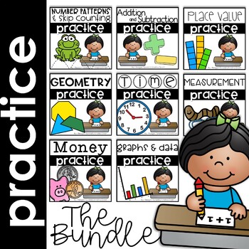 Preview of Math Skills Practice Pages Bundle for the Year First Grade