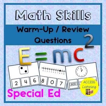 Preview of Math Skills Question Cards for Warm-Up / Review Special Ed Leveled