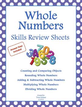 Preview of Math Skills Review Sheets: Whole Numbers