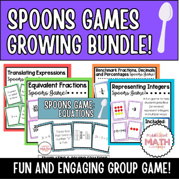 Preview of Math Skills Practice: Spoons Games GROWING BUNDLE| Numeracy, Algebra, Benchmarks