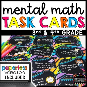 Preview of Spiral Math Review Task Cards Test Prep Digital & Printable