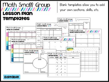 Preview of Math Small Groups Lesson Plan Templates | Editable