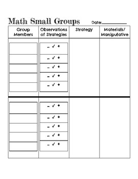 Preview of Math Small Groups Record Keeping