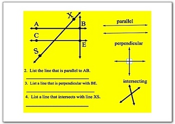 Math Smartboard Lesson Parallel, Perpendicular, and Intersecting lines