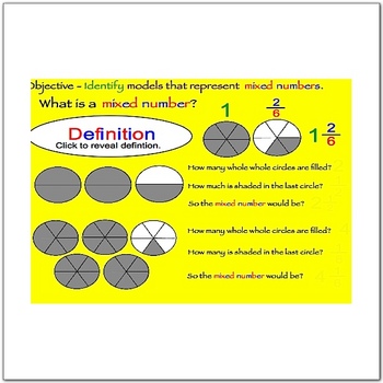 Preview of Math Smartboard Lessons Fractions - Mixed Numbers