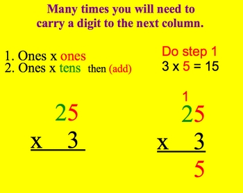 Math Smartboard Lessons Two Digit Multiplication 1 digit x 2 digits